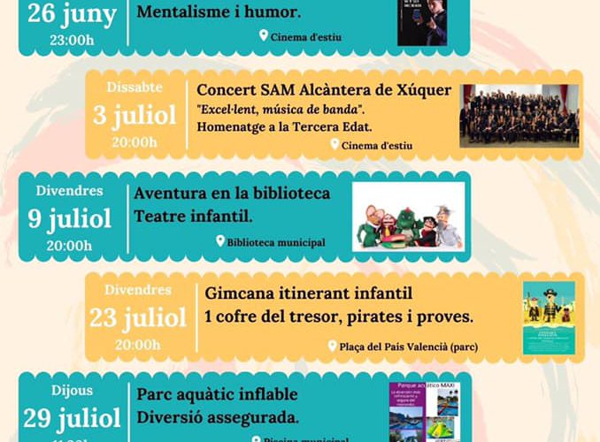 Alcàntera de Xúquer ya protagoniza una amplia programación de actividades para llenar de cultura los meses de verano