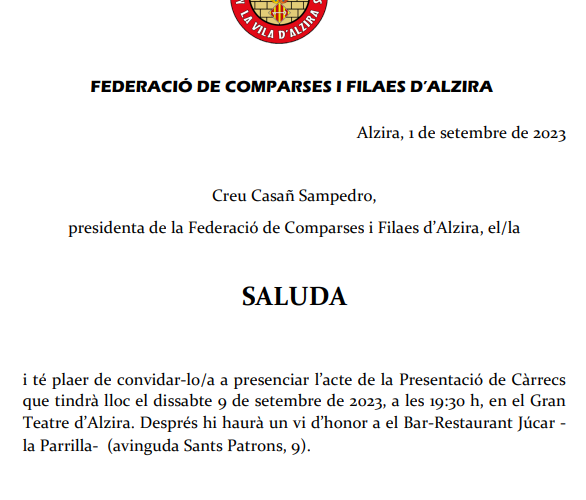 Presentació de Càrrecs 2023