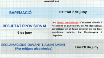 Calendari d'admissió